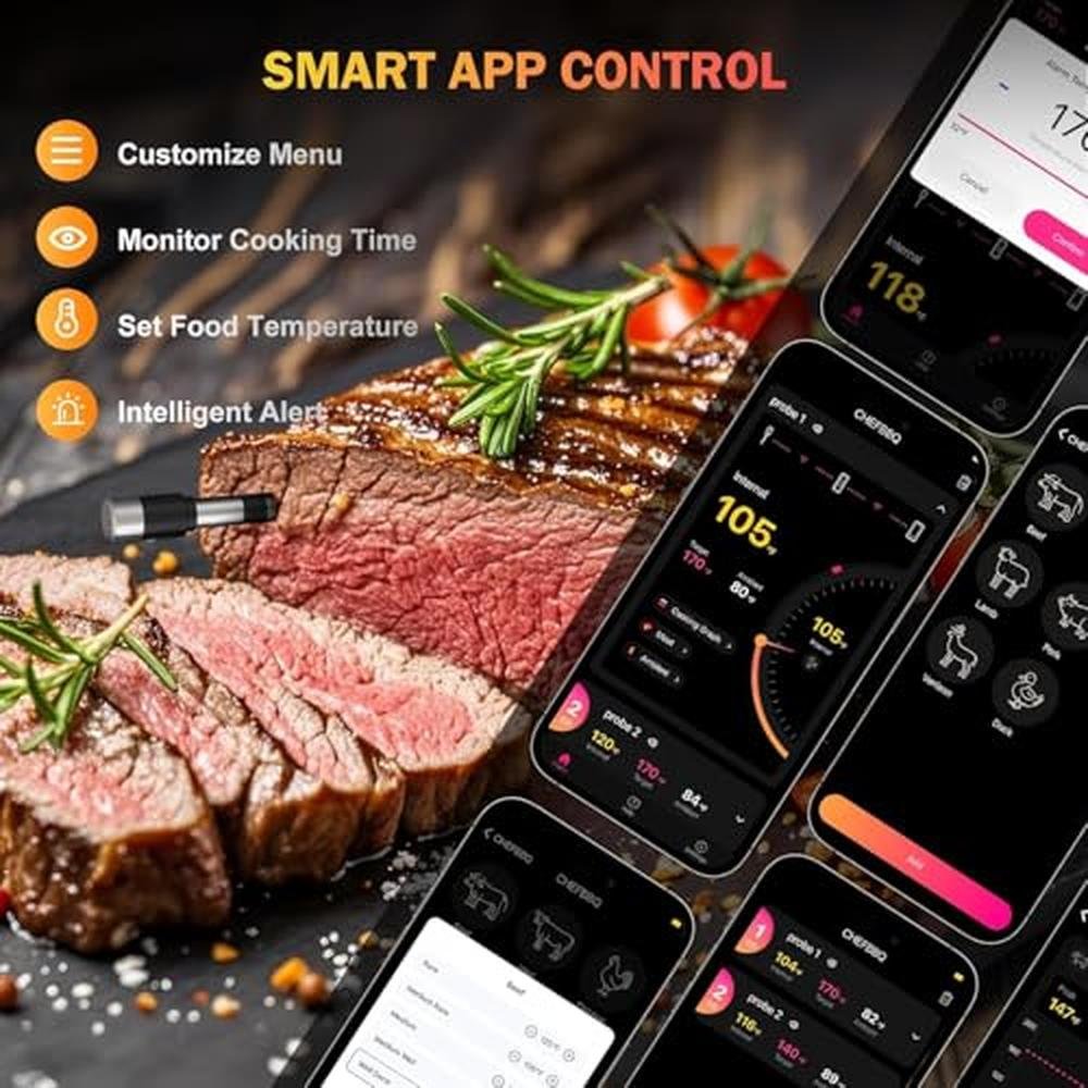 Meat Thermometer: Wireless Digital Thermometer with 2 – Side View