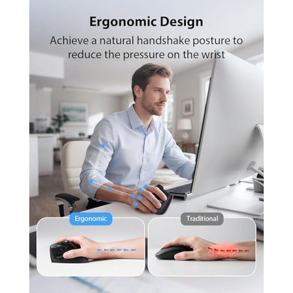 Vertical Ergonomic Mice: Premium Transformers Wireless – Side View