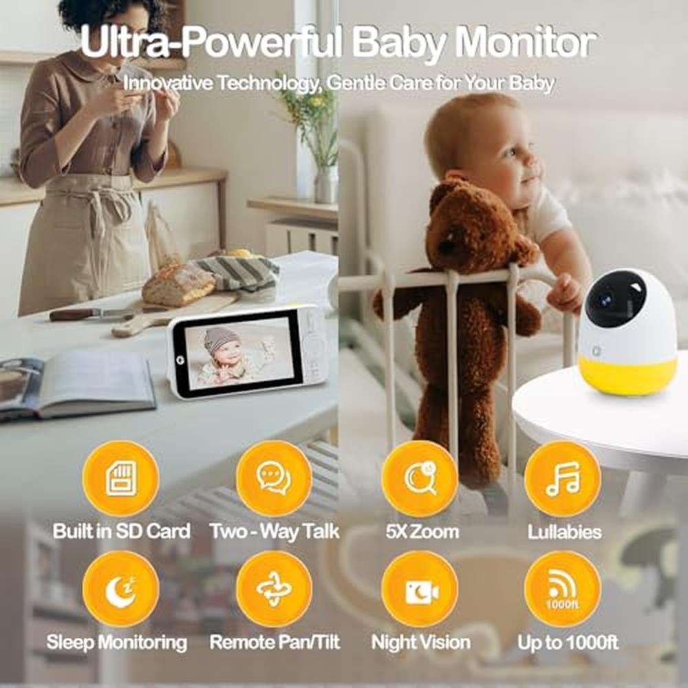 Premium Baby Monitoring: Ellie Pro Baby Monitor with Camera – Side View