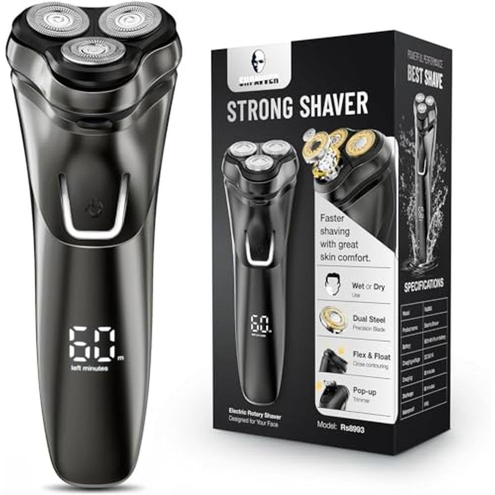 Electric Razor for Men Cordless Wet/Dry Rotary Shaver – Front View