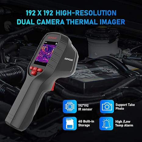 GOYOJO GW192 SuperIR 192x192 Thermal Imaging Camera - 25Hz, Handheld, 8-Hour Battery, IP54 Rated - Superior to 160x120 - Ideal for Home Inspection, HVAC, Electrical, Water Leak Detection