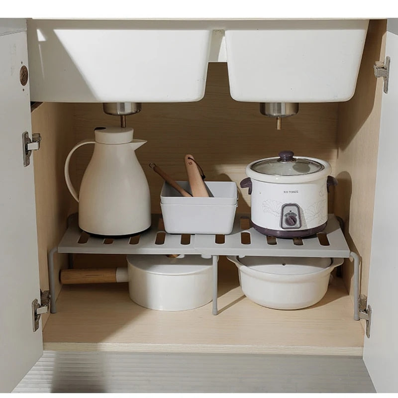 Kitchen Cabinet Storage Shelf Retractable Stackable Spice Rack Organizer