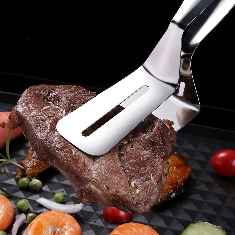Stainless Steel Food Flipping Tongs for Steak, Burgers, and More