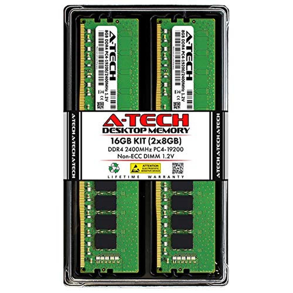 A-Tech 16GB (2x8GB) DDR4 2400 MHz UDIMM PC4-19200 – Front View