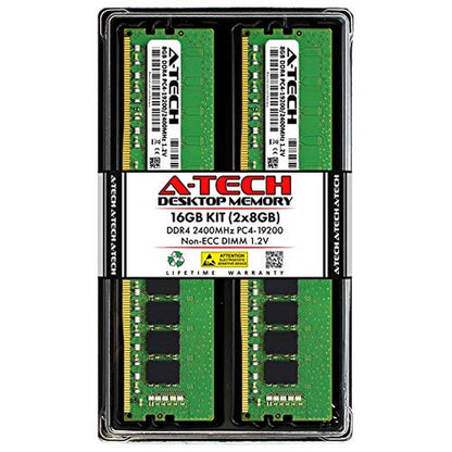 A-Tech 16GB (2x8GB) DDR4 2400 MHz UDIMM PC4-19200 – Front View