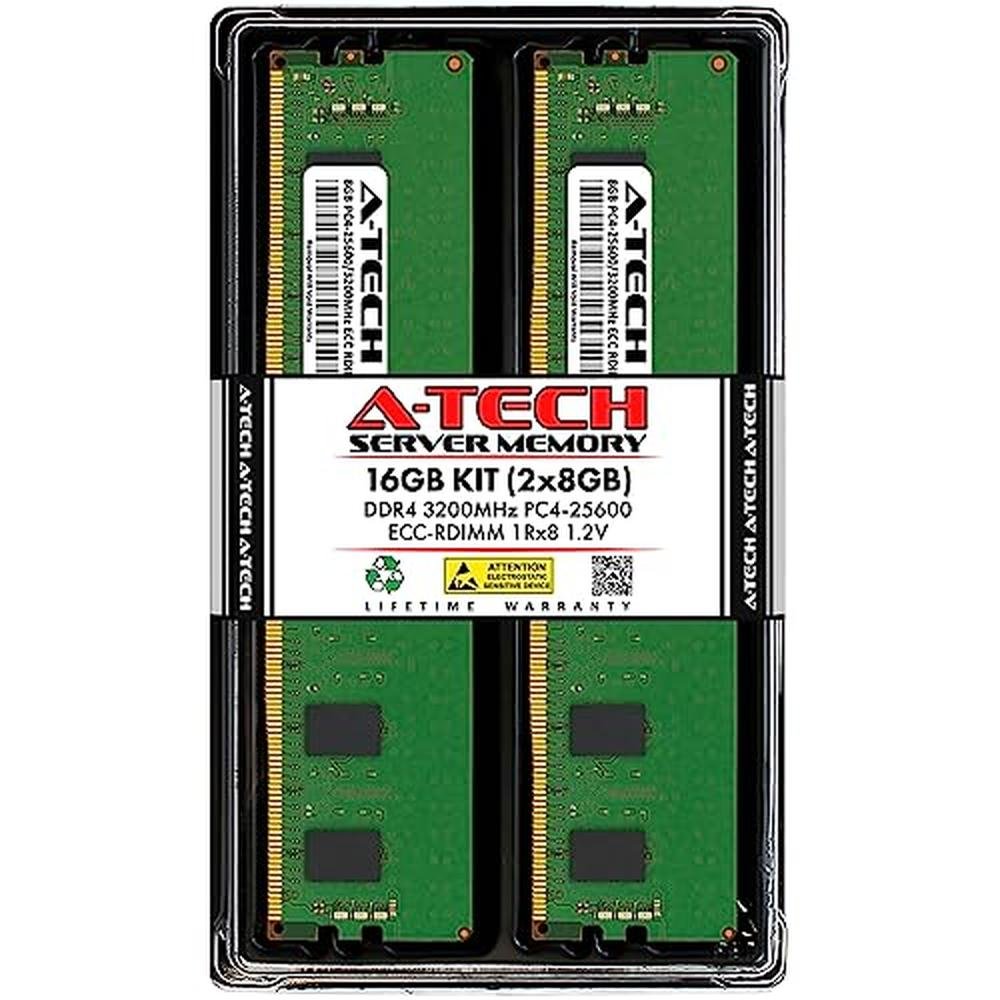 ECC RAM: A-Tech 16GB Kit 2x8GB DDR4 3200MHz PC4-25600 – Front View