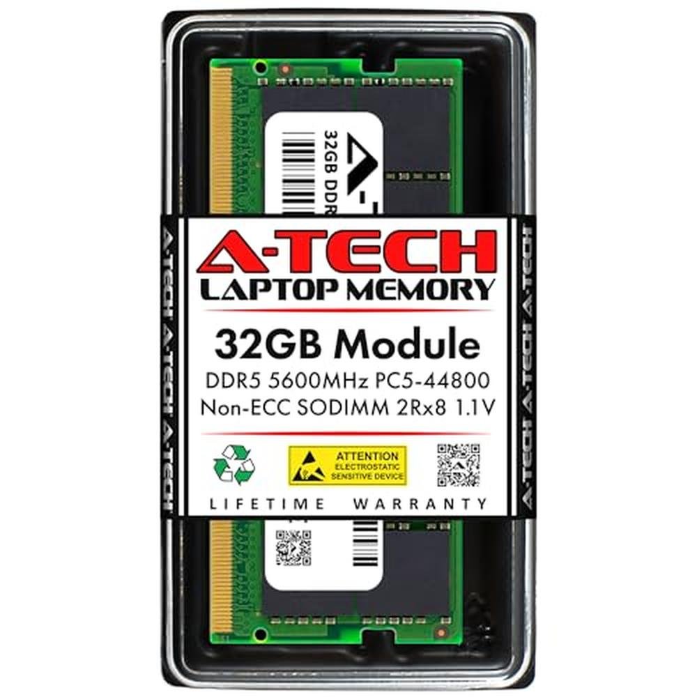 A-Tech 32GB DDR5 5600MHz PC5-44800 CL46 SODIMM 2Rx8 Dual – Front View