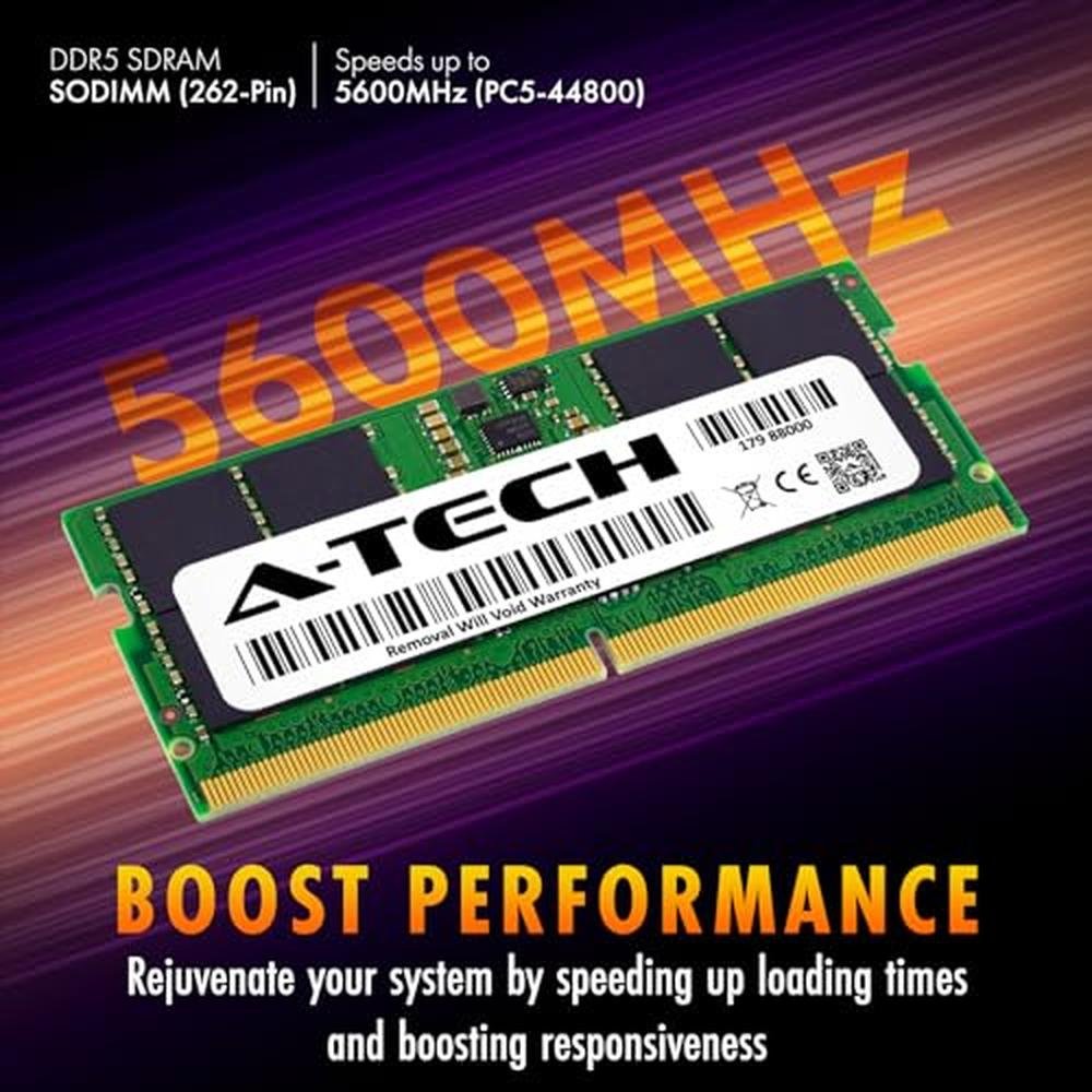 A-Tech 32GB DDR5 5600MHz PC5-44800 CL46 SODIMM 2Rx8 Dual – Side View