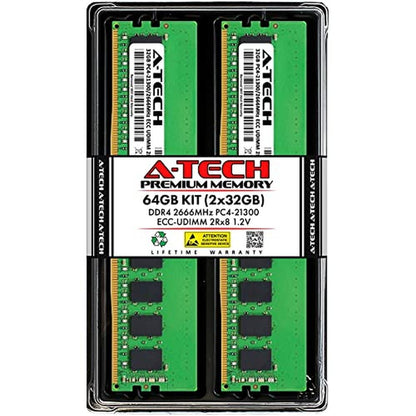 Tech Server: A-Tech 64GB Kit 2x32GB DDR4 2666MHz PC4-21300 – Front View
