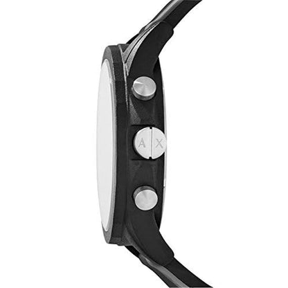 Armani Exchange: Chronograph Black Gray Silicone Watch for – Side View