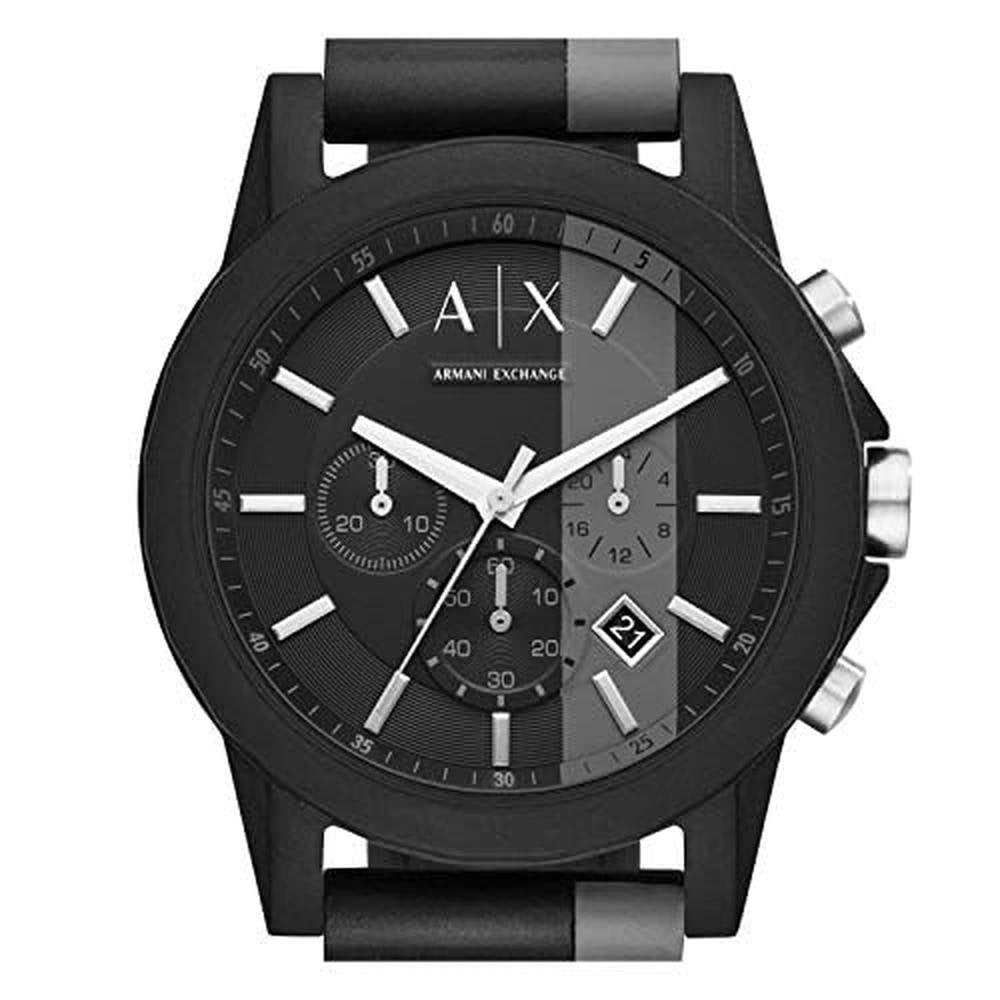 Armani Exchange: Chronograph Black Gray Silicone Watch for – Close-up Detail