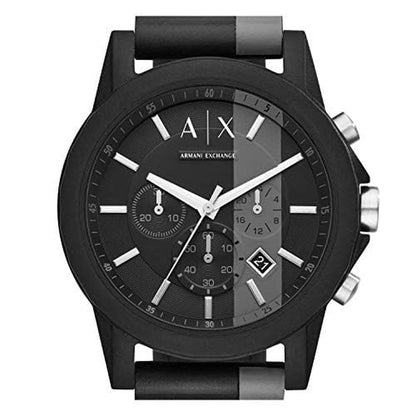 Armani Exchange: Chronograph Black Gray Silicone Watch for – Close-up Detail