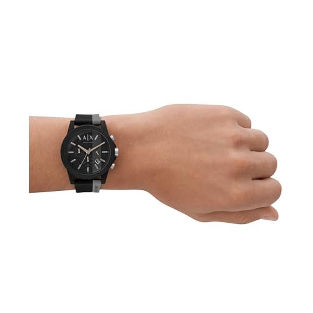 Armani Exchange: Chronograph Black Gray Silicone Watch for – In Use