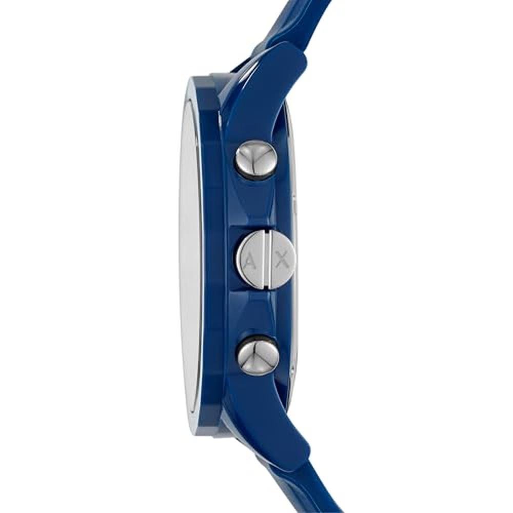 Armani Exchange: Chronograph Blue Silicone Watch for Men – Close-up Detail