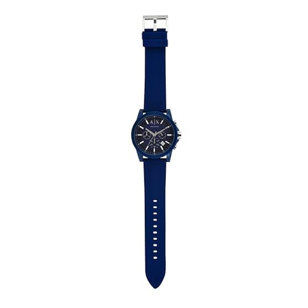 Armani Exchange: Chronograph Blue Silicone Watch for Men – In Use