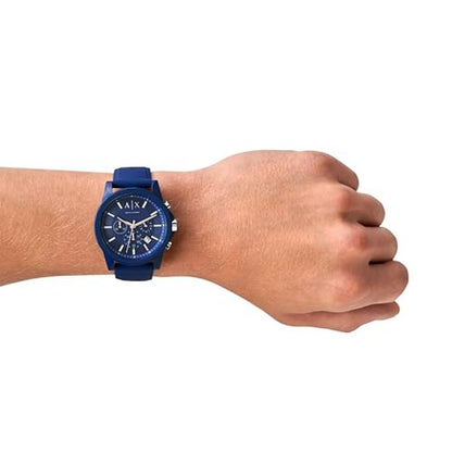 Armani Exchange: Chronograph Blue Silicone Watch for Men – Packaging