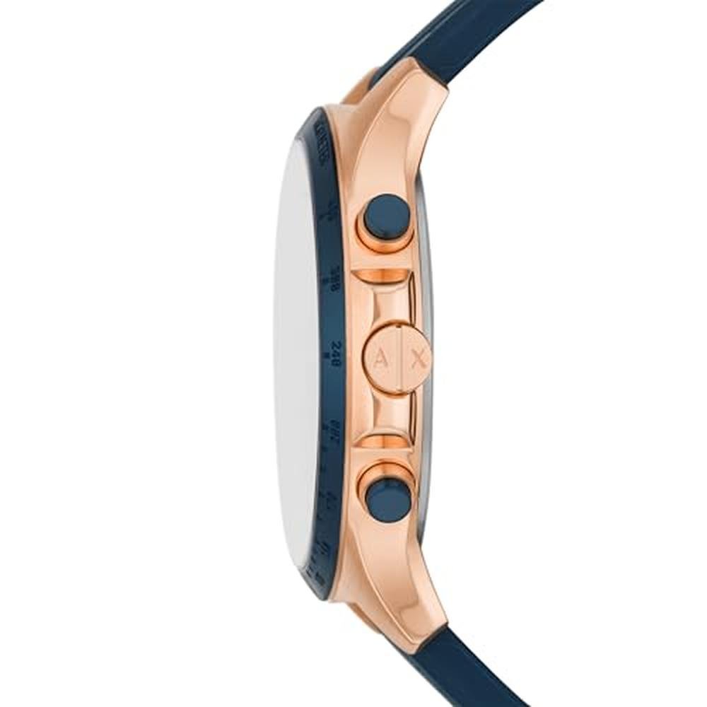 Men Armani Watch: Armani Exchange Chronograph Blue Silicone – Close-up Detail