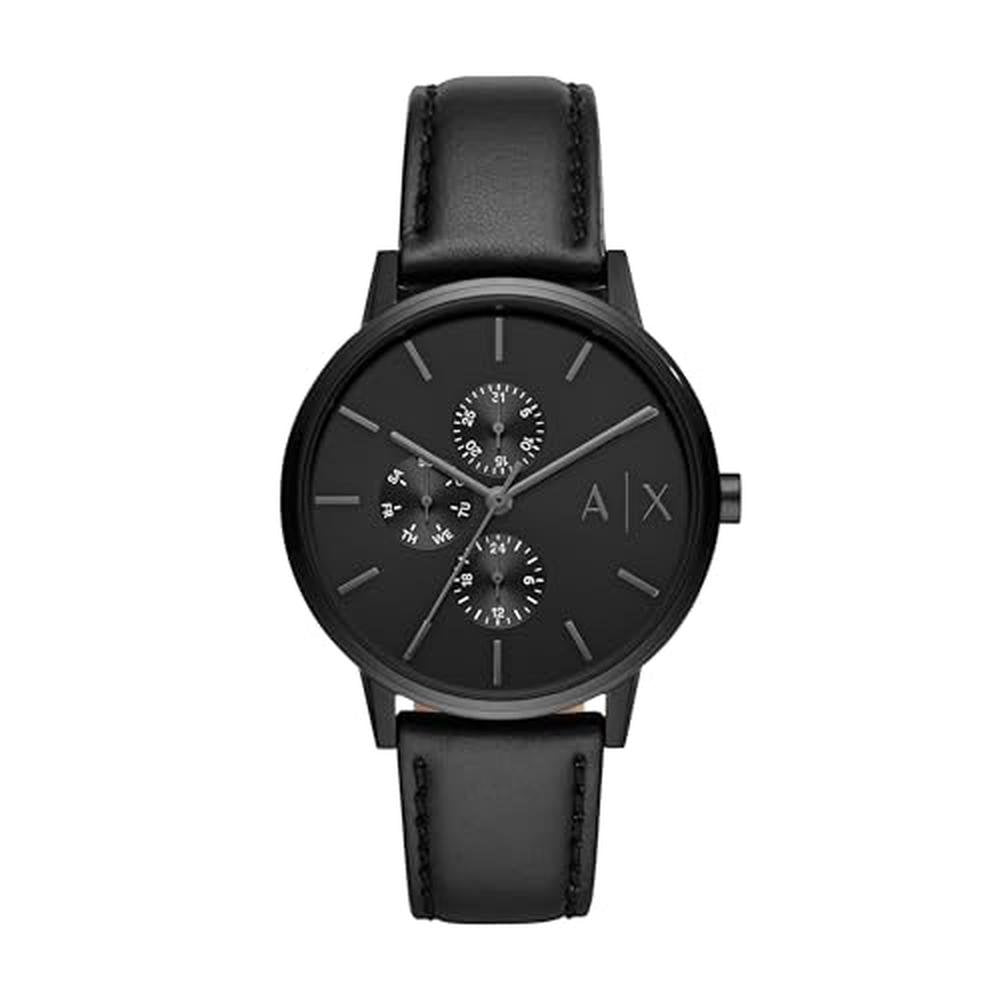 Men Armani: Armani Exchange Multifunction Men's Watch Black – Front View