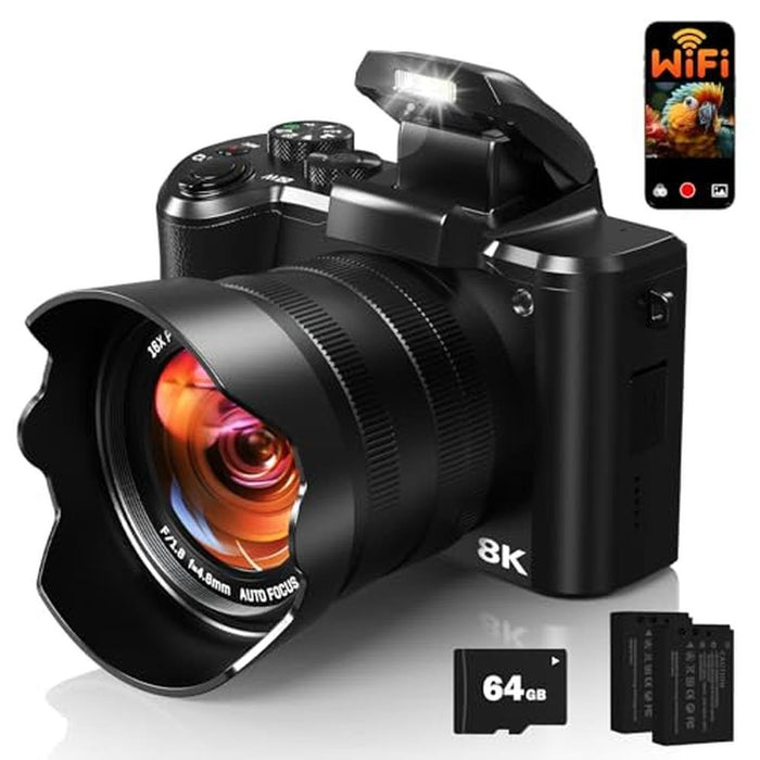 Camera Lens: Aasonida 8K Digital Camera Autofocus 88MP WiFi – Front View