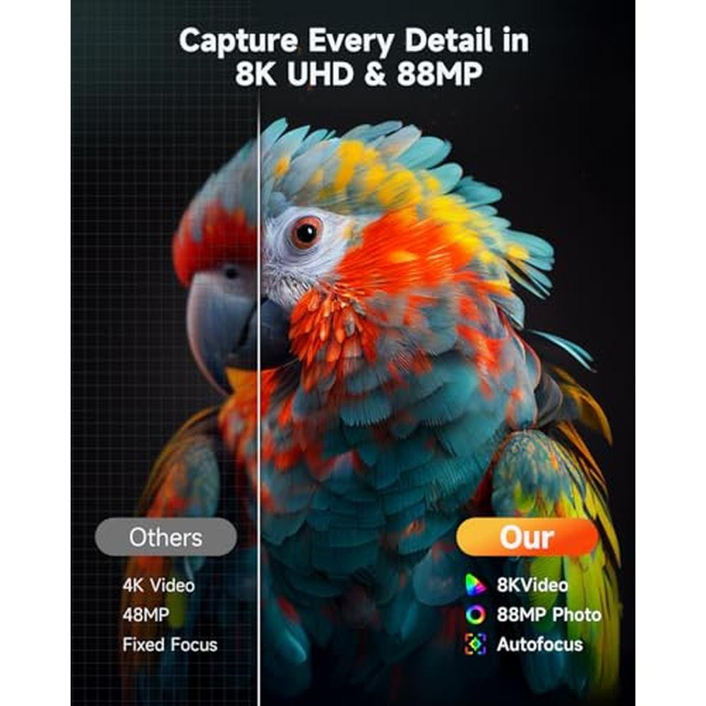 Camera Lens: Aasonida 8K Digital Camera Autofocus 88MP WiFi – Side View