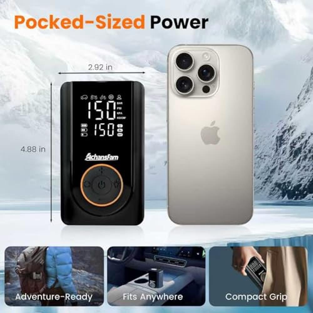 AchansFam L9 Pro Tire Inflator Portable Air Compressor – Side View
