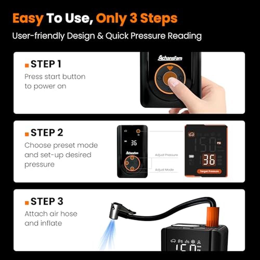 AchansFam L9 Pro Tire Inflator Portable Air Compressor – In Use
