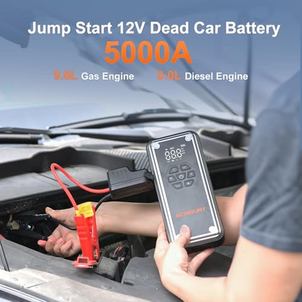 Jump Starter: Acmount W160 5000A Portable Car Jump Starter – Side View