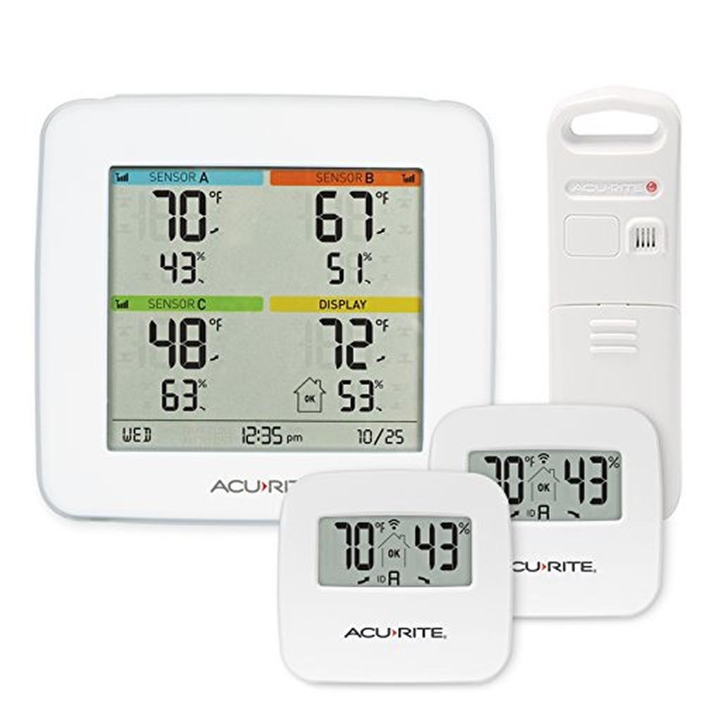 Acurite 01096M: Temperature Humidity Station with 3 Indoor – Front View