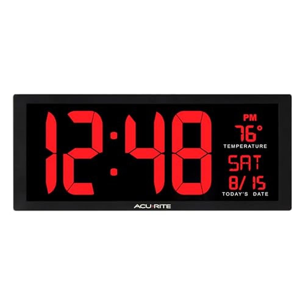 Acurite Large Digital LED Oversized Wall Clock – Front View