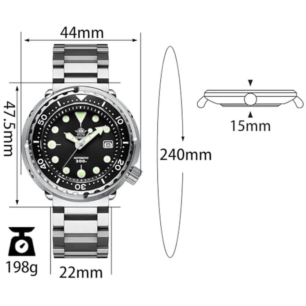 ADDIESDIVE 47.5mm Automatic Dive Watches for Men – Side View