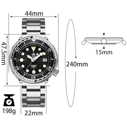 ADDIESDIVE 47.5mm Automatic Dive Watches for Men – Side View