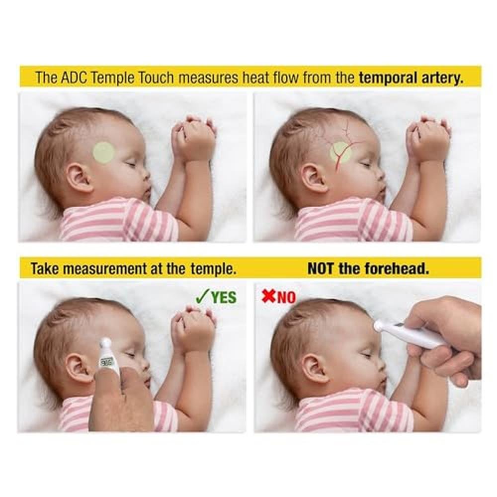 Adtemp 427: Temporal Contact Thermometer LCD Display – In Use