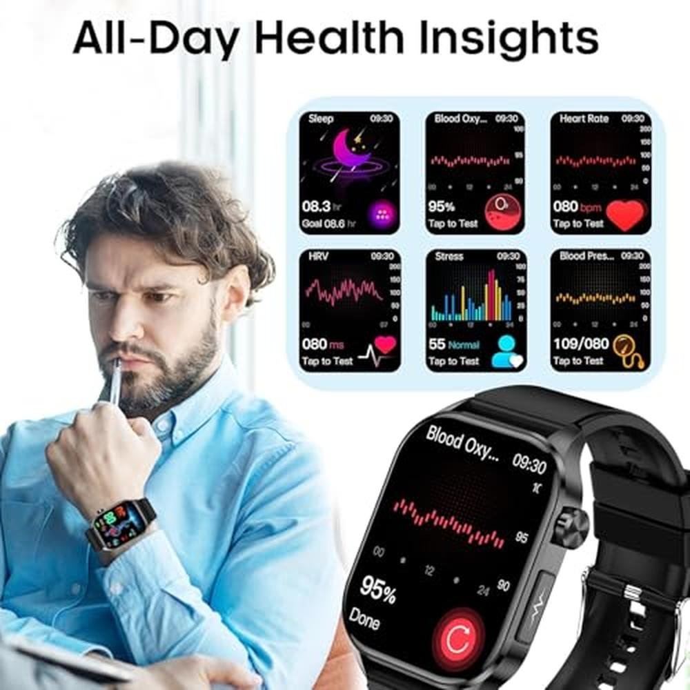 Advanced Health Smartwatch: Real-Time Blood Oxygen & Heart – Side View