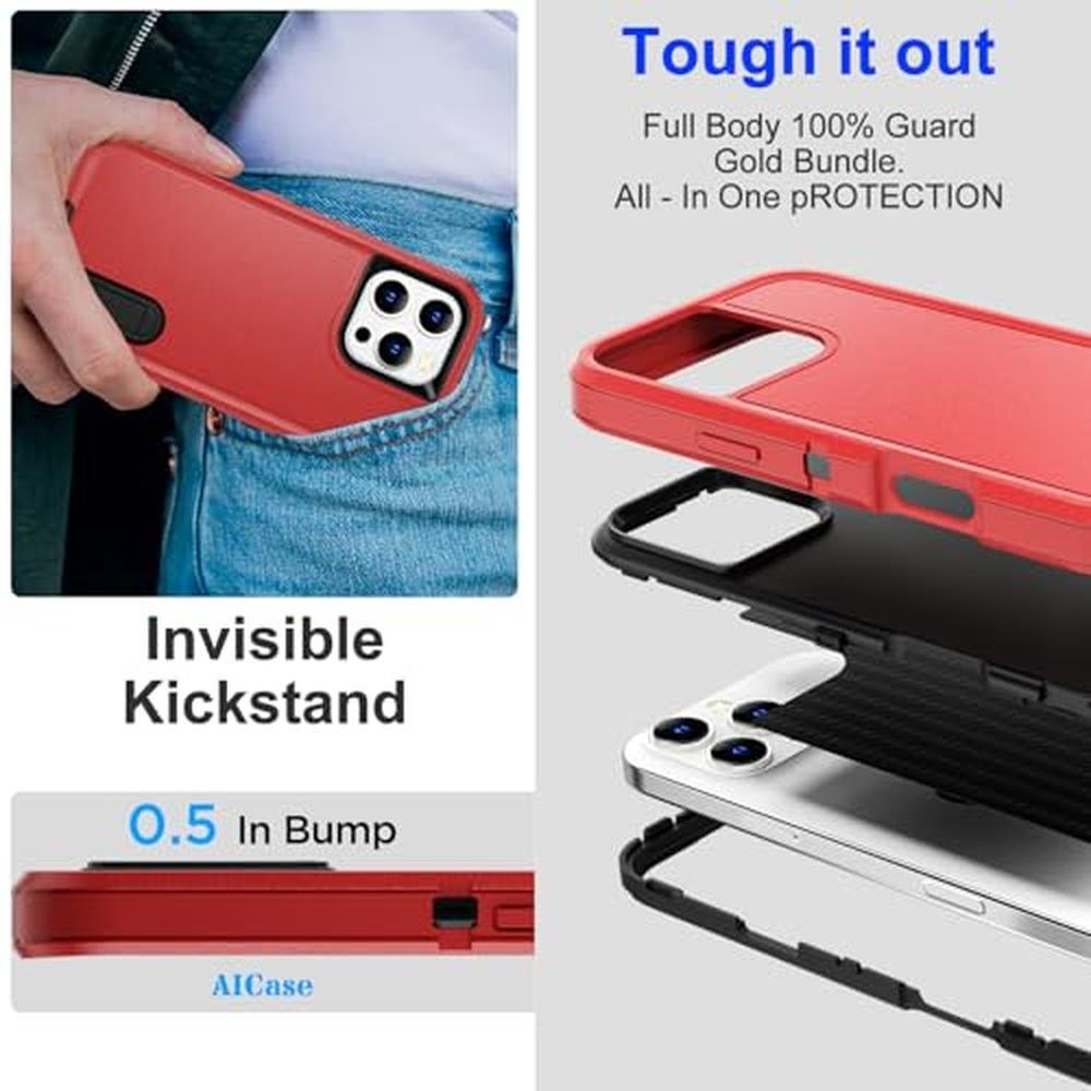 iPhone 16 Pro Case: AICase Triple Layer Heavy Duty Drop – Side View