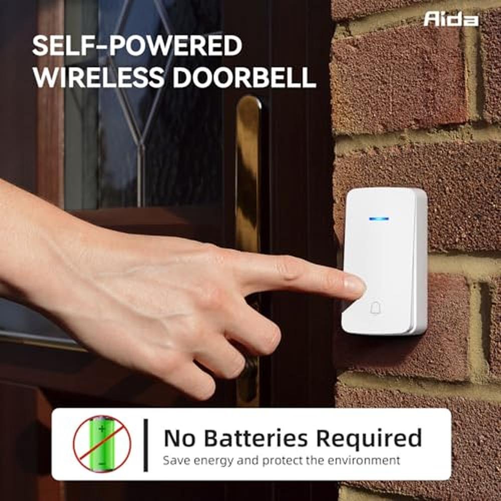 Doorbell Button: AIDA Wireless Self-Powered Doorbell with – Close-up Detail