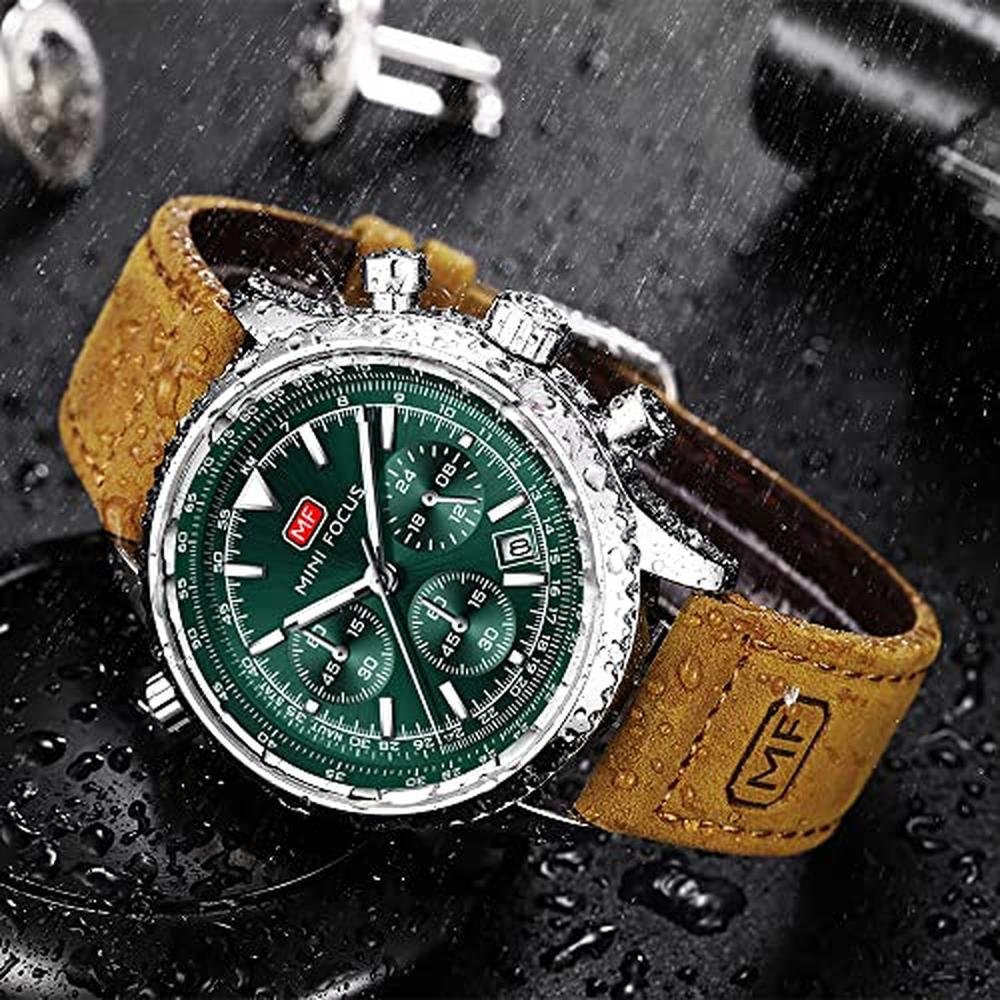 Aimes Men's Stainless Steel Waterproof Chronograph Watch – Close-up Detail
