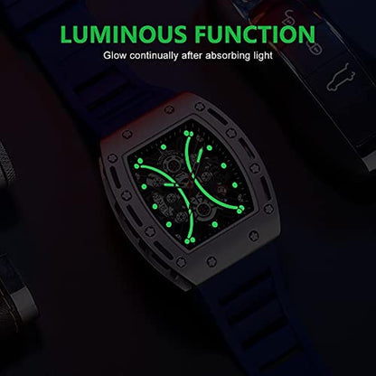 Aimes Watch: Luxury Silver Square Skeleton Chronograph – Packaging