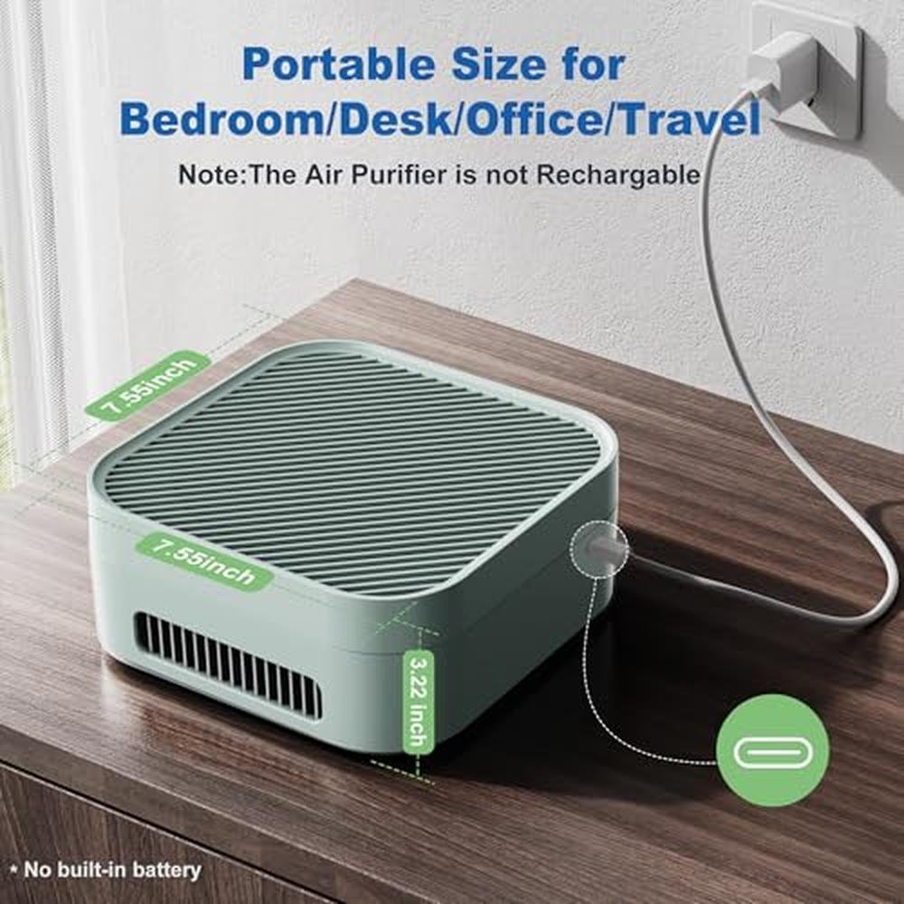 Air Purifier: TDBYWAE H13 True HEPA Air Purifier with USB – Side View