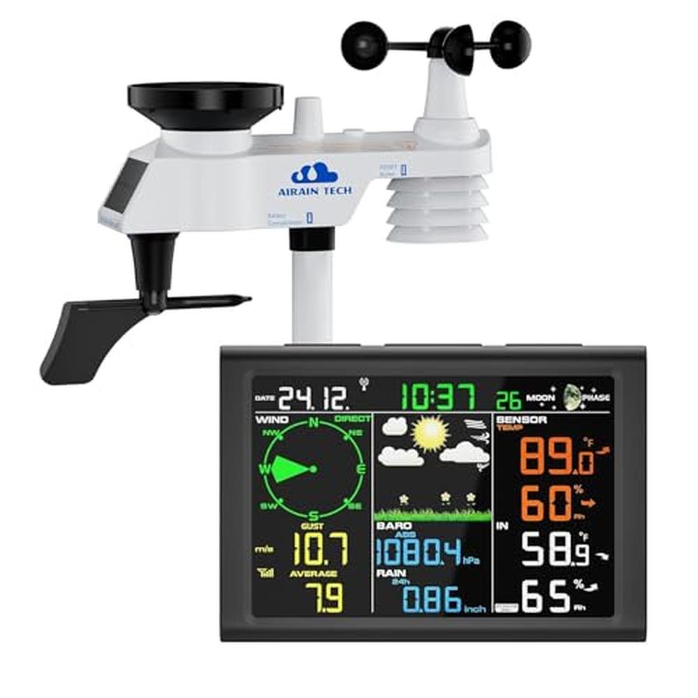 Weather Wind: AIRAIN TECH 10-in-1 Wireless Weather Station – Front View