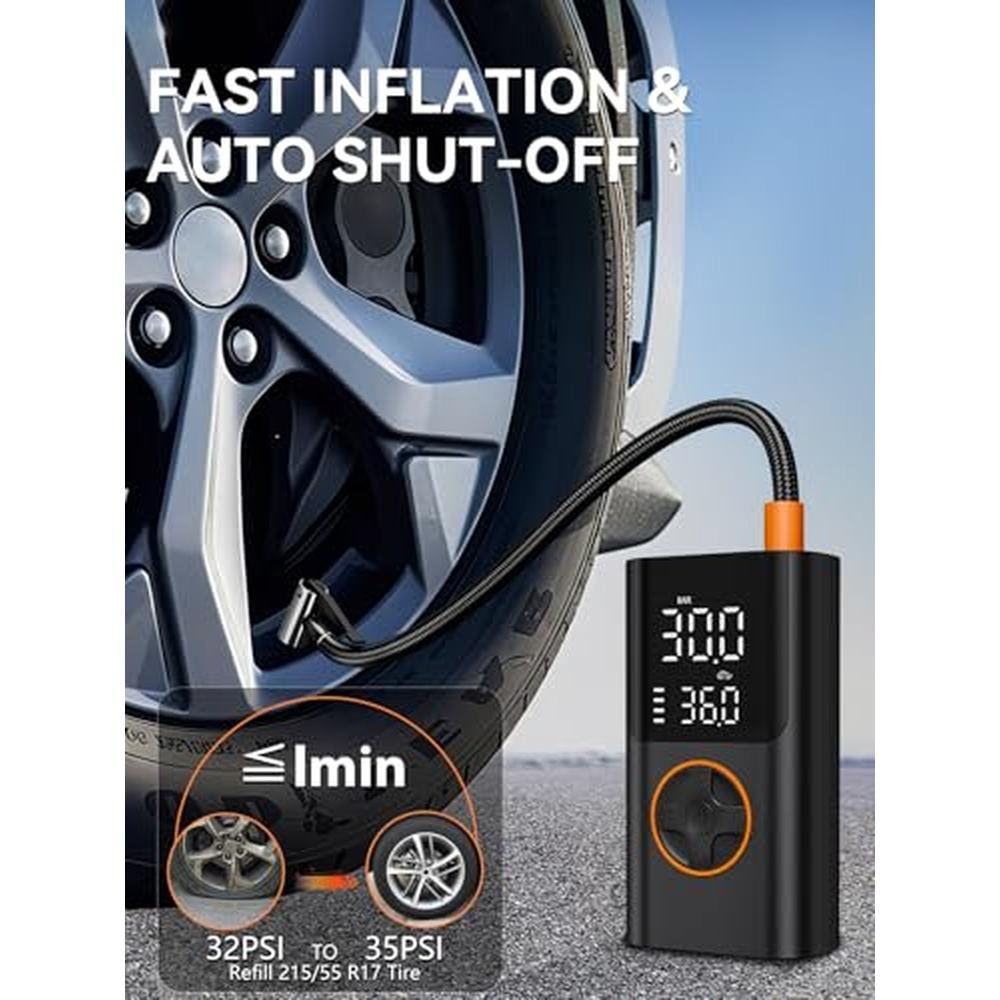 Tire Inflator: AIRSURE Portable Air Compressor Bike Pump – Side View