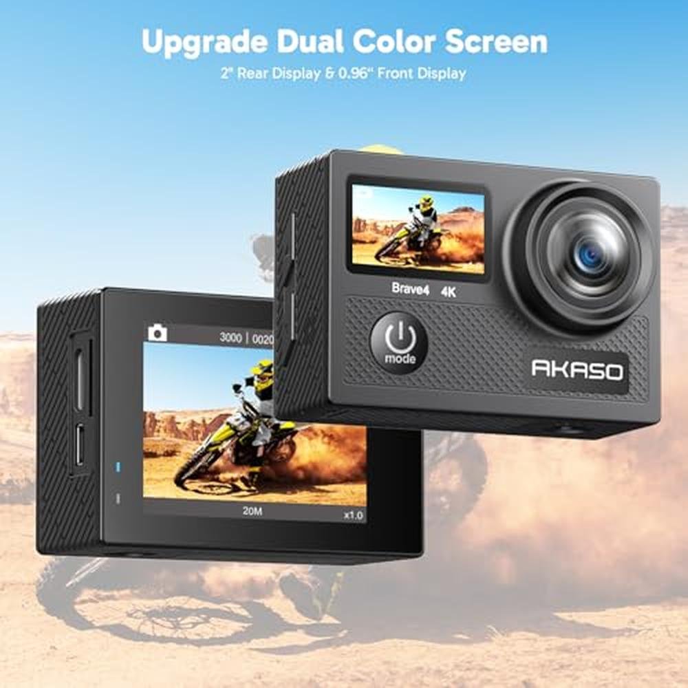 Action Camera: AKASO Brave 4 4K30FPS 20MP Ultra HD – Side View