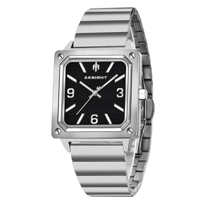 Watches Men: AKNIGHT Men's Square Watch Waterproof Quartz – Front View