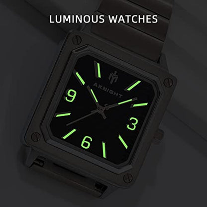 Watches Men: AKNIGHT Men's Square Watch Waterproof Quartz – Close-up Detail