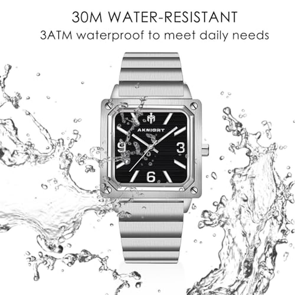 Watches Men: AKNIGHT Men's Square Watch Waterproof Quartz – In Use
