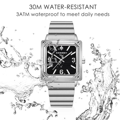Watches Men: AKNIGHT Men's Square Watch Waterproof Quartz – In Use