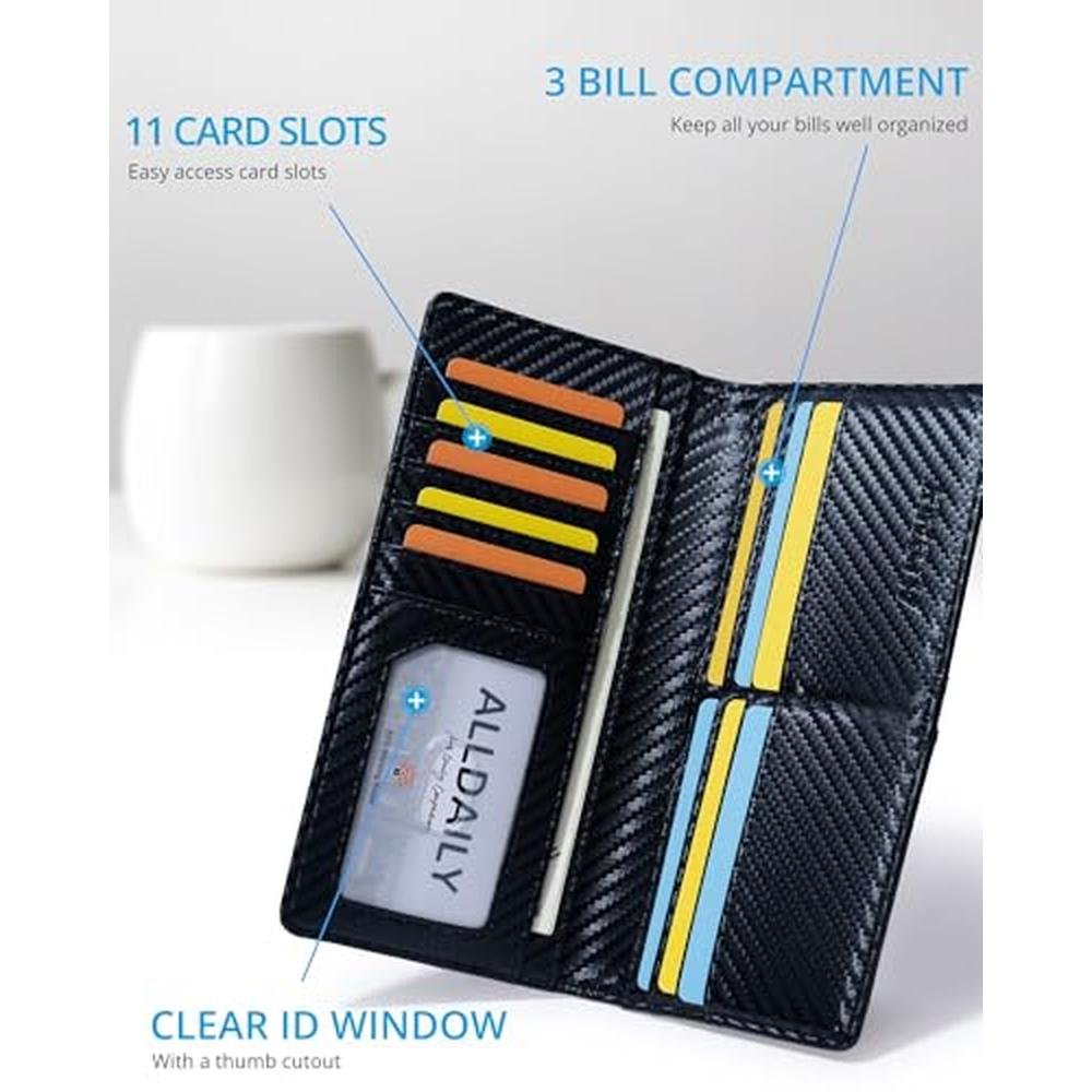 Alldaily Bifold: Slim Long Wallet for Men – Close-up Detail