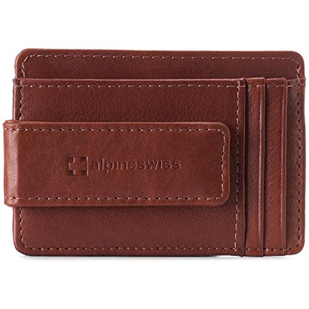 Alpine Swiss Harper Mens RFID Slim Money Clip Front Pocket – Front View