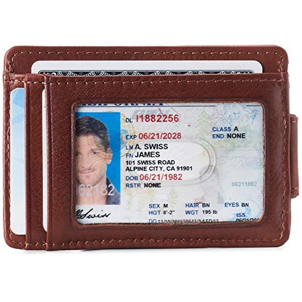 Alpine Swiss Harper Mens RFID Slim Money Clip Front Pocket – Side View