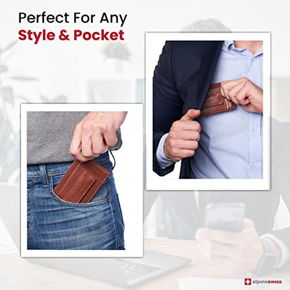 Alpine Swiss Harper Mens RFID Slim Money Clip Front Pocket – In Use