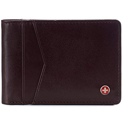 Alpine Swiss: Delaney Slimfold RFID Safe Slim Bifold Wallet – Front View